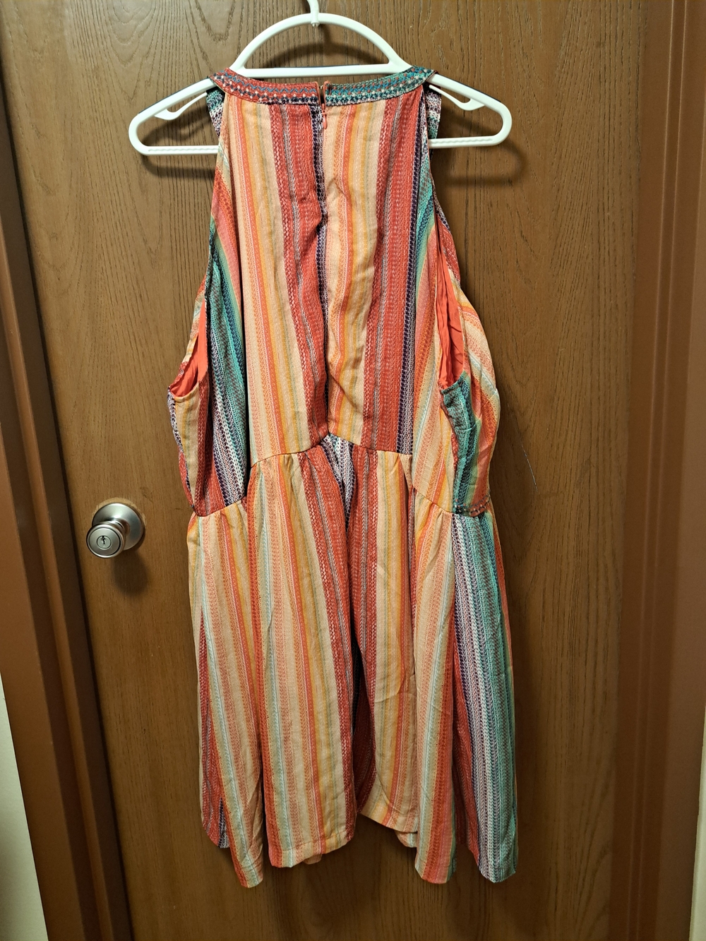Savanna Jane Coral, Teal & Yellow Striped Embroidered Sundress - Picture 3 of 9